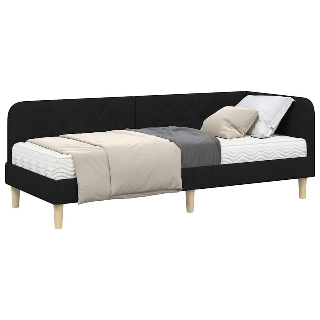 Kutni okvir kreveta Crna 80 x 200 cm tkanina