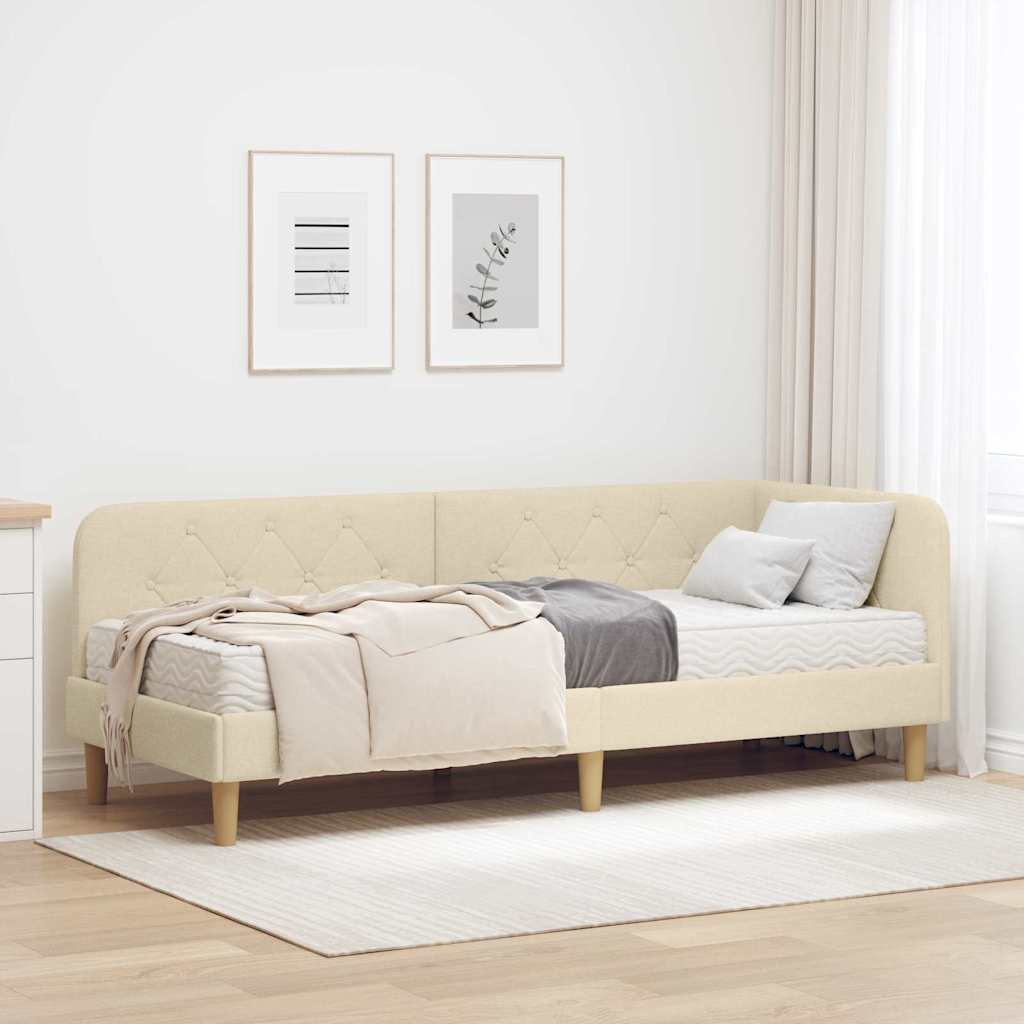 Kutni okvir kreveta Krema 80 x 200 cm tkanina