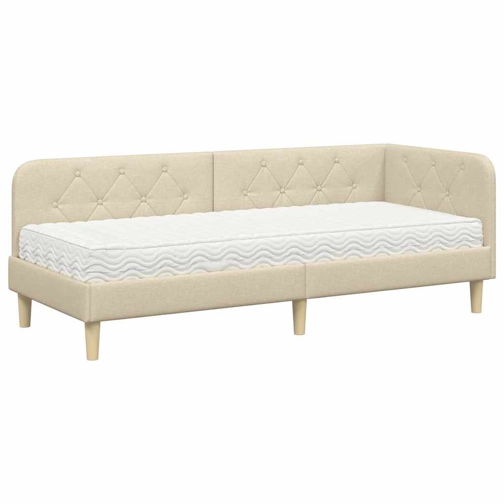Kutni okvir kreveta Krema 80 x 200 cm tkanina