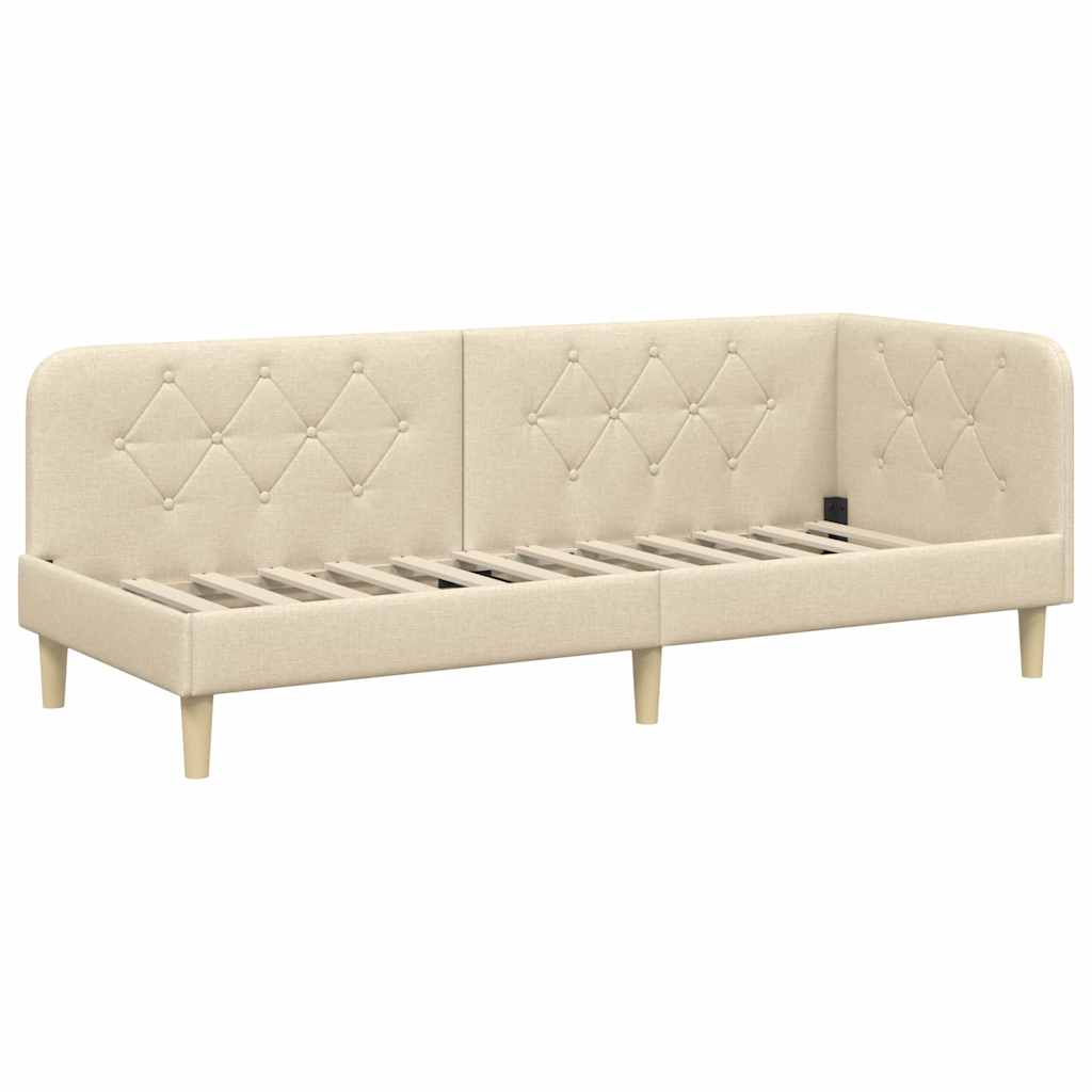 Kutni okvir kreveta Krema 80 x 200 cm tkanina