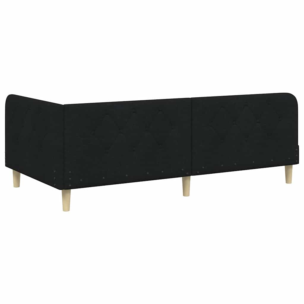 Kutni okvir kreveta Crna 90 x 190 cm tkanina