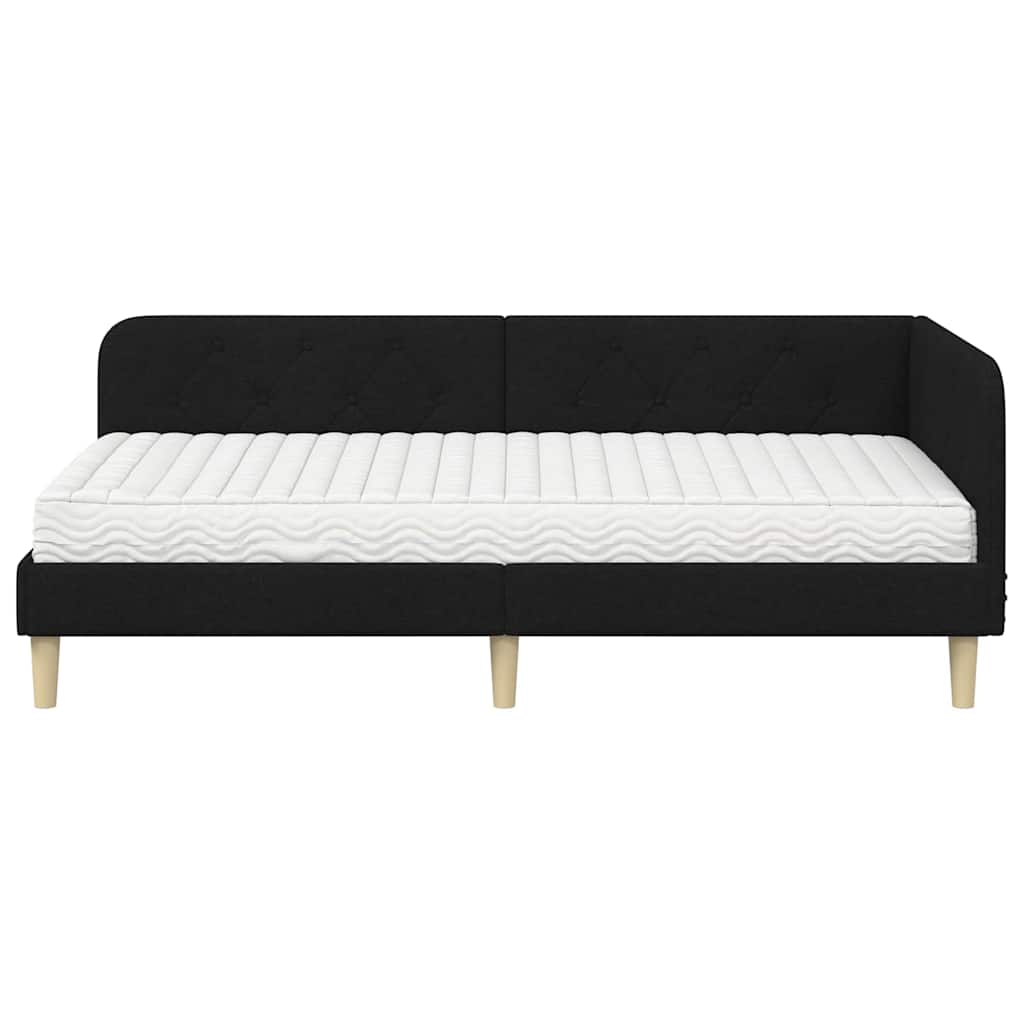 Kutni okvir kreveta Crna 90 x 190 cm tkanina