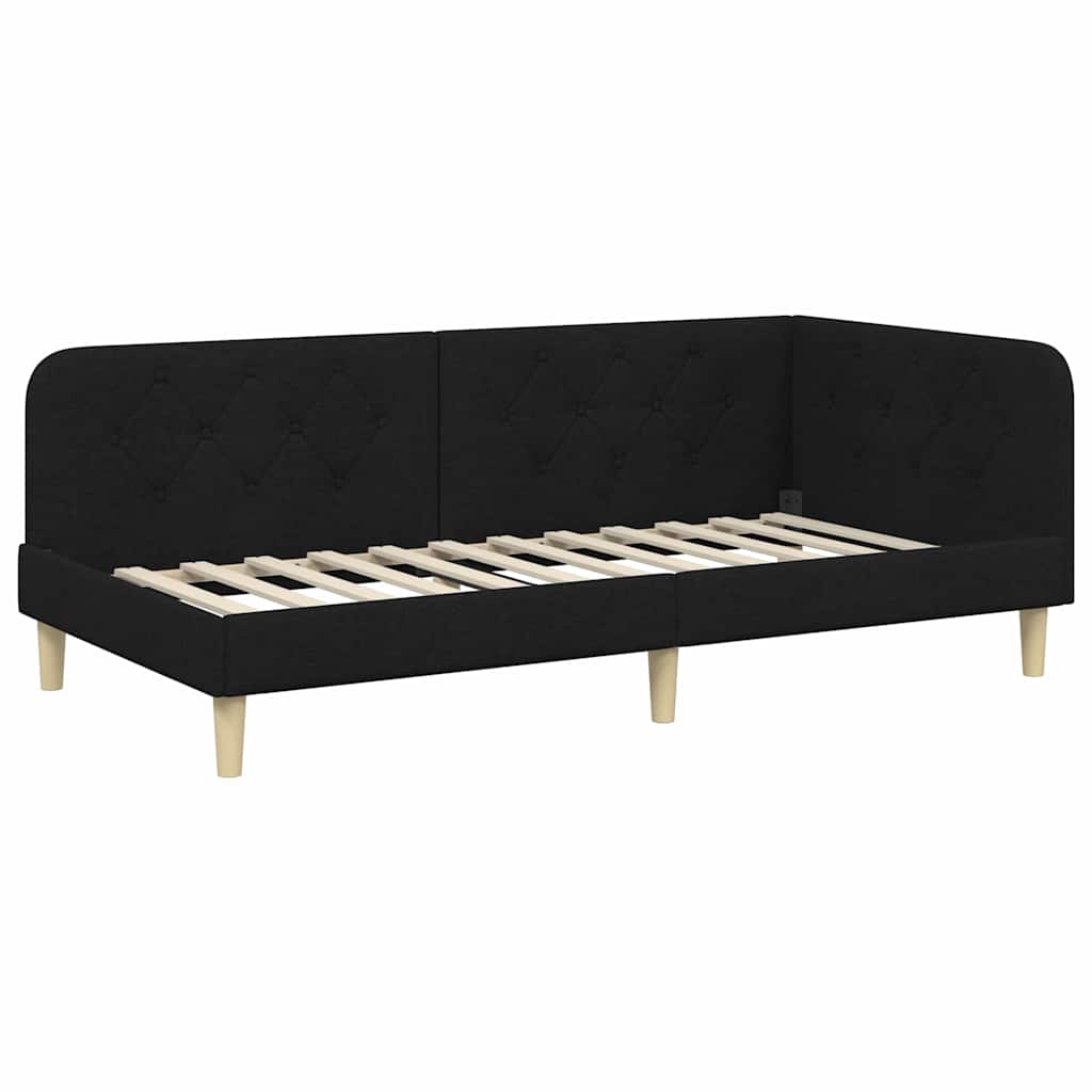 Kutni okvir kreveta Crna 90 x 190 cm tkanina
