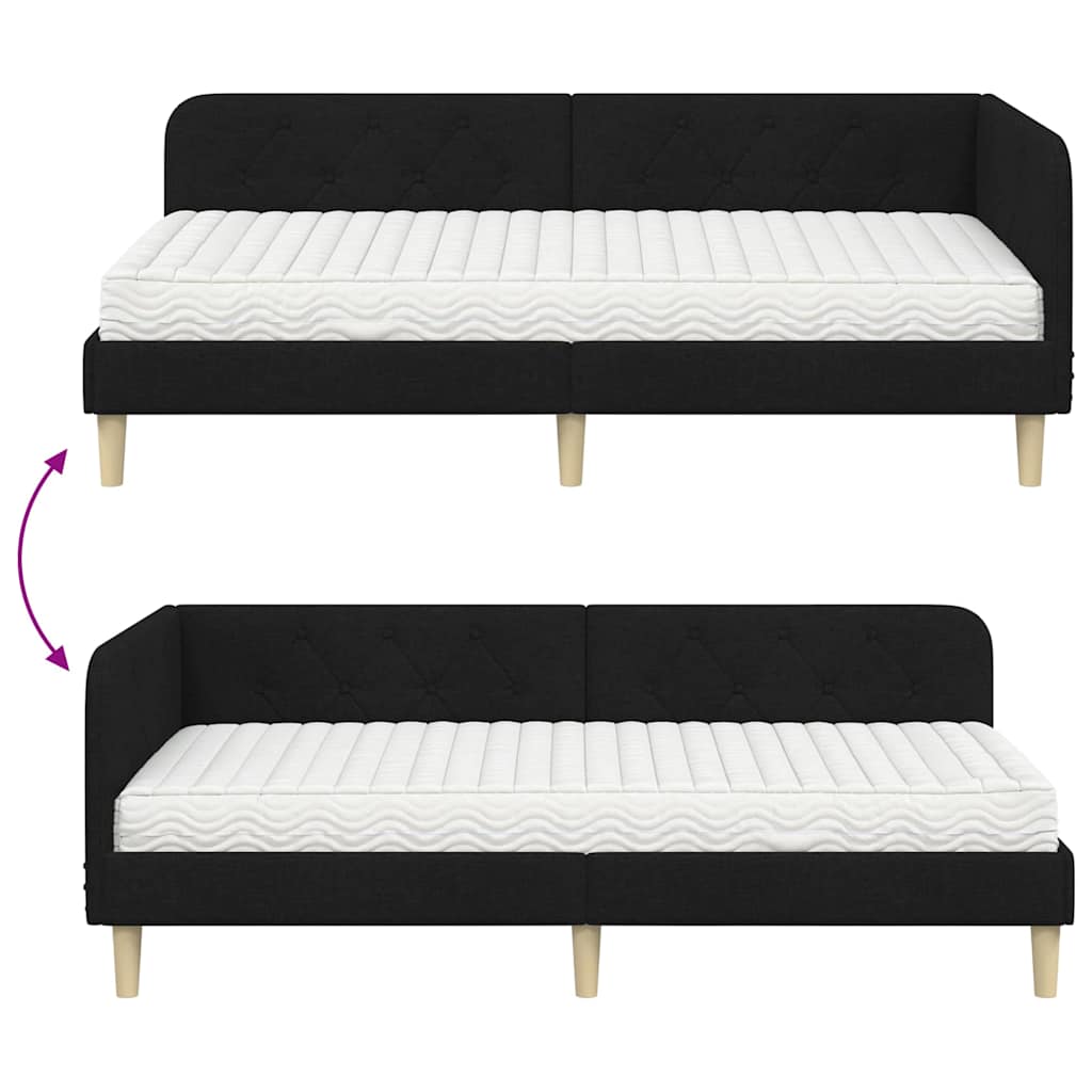 Kutni okvir kreveta Crna 90 x 190 cm tkanina