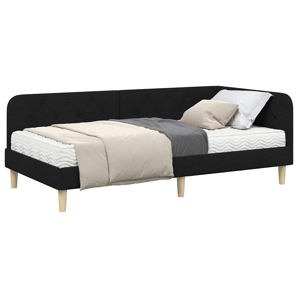 Kutni okvir kreveta Crna 90 x 190 cm tkanina