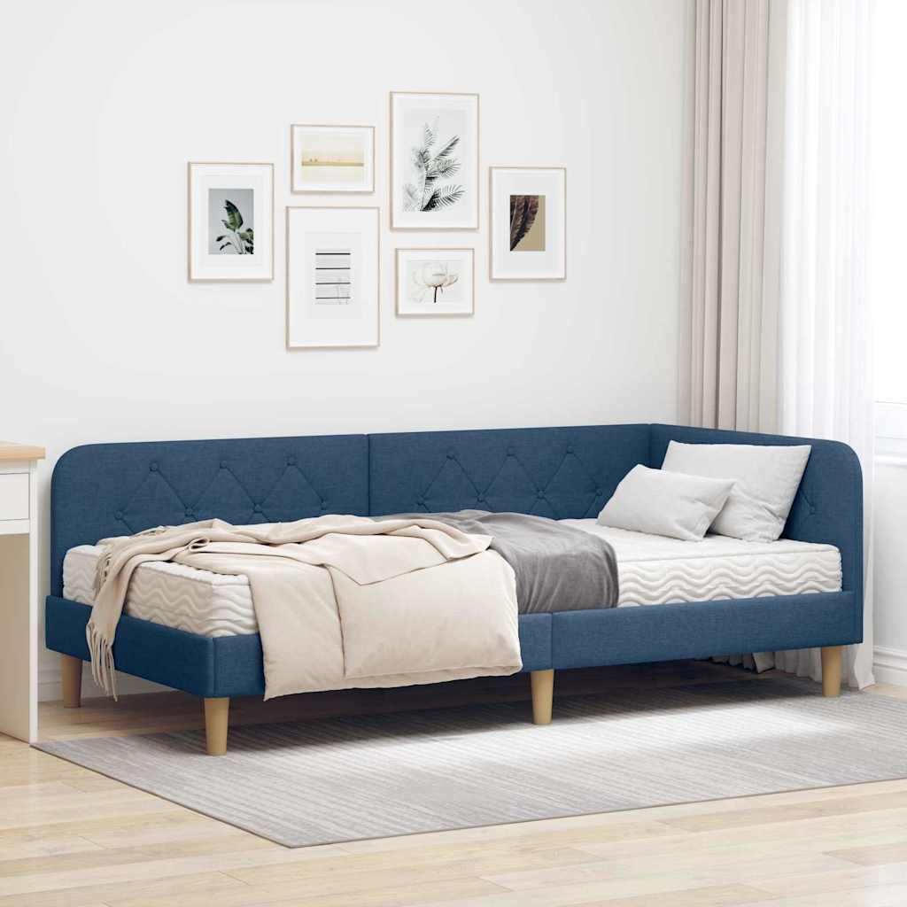 Kutni okvir kreveta Plava 90 x 190 cm tkanina