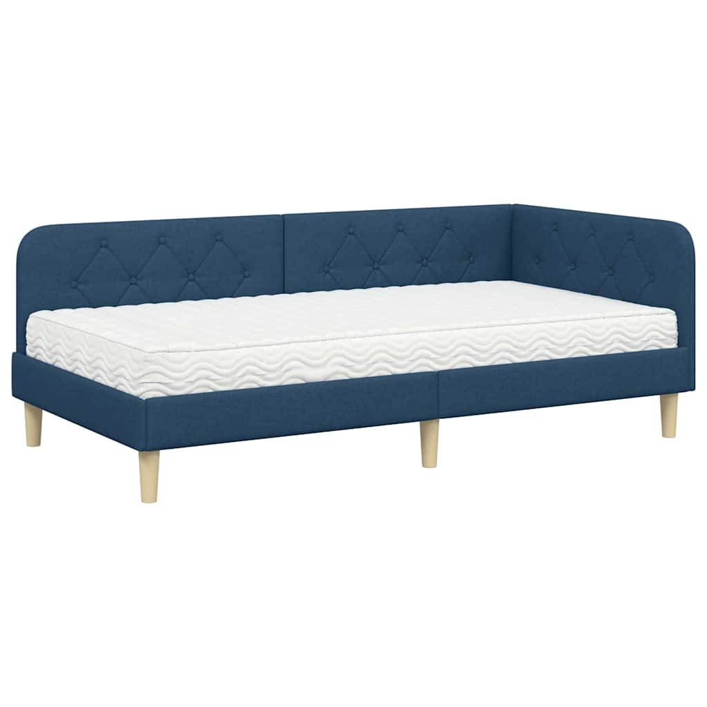 Kutni okvir kreveta Plava 90 x 190 cm tkanina