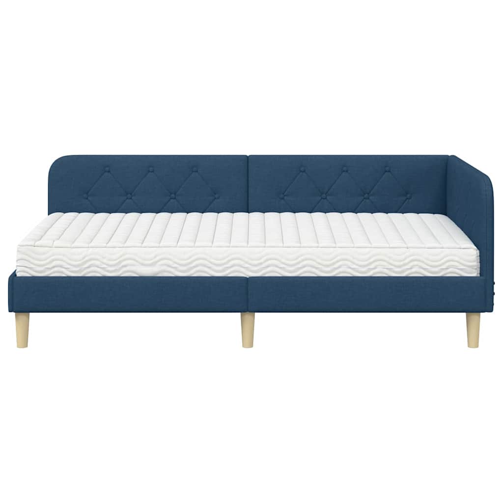 Kutni okvir kreveta Plava 90 x 190 cm tkanina