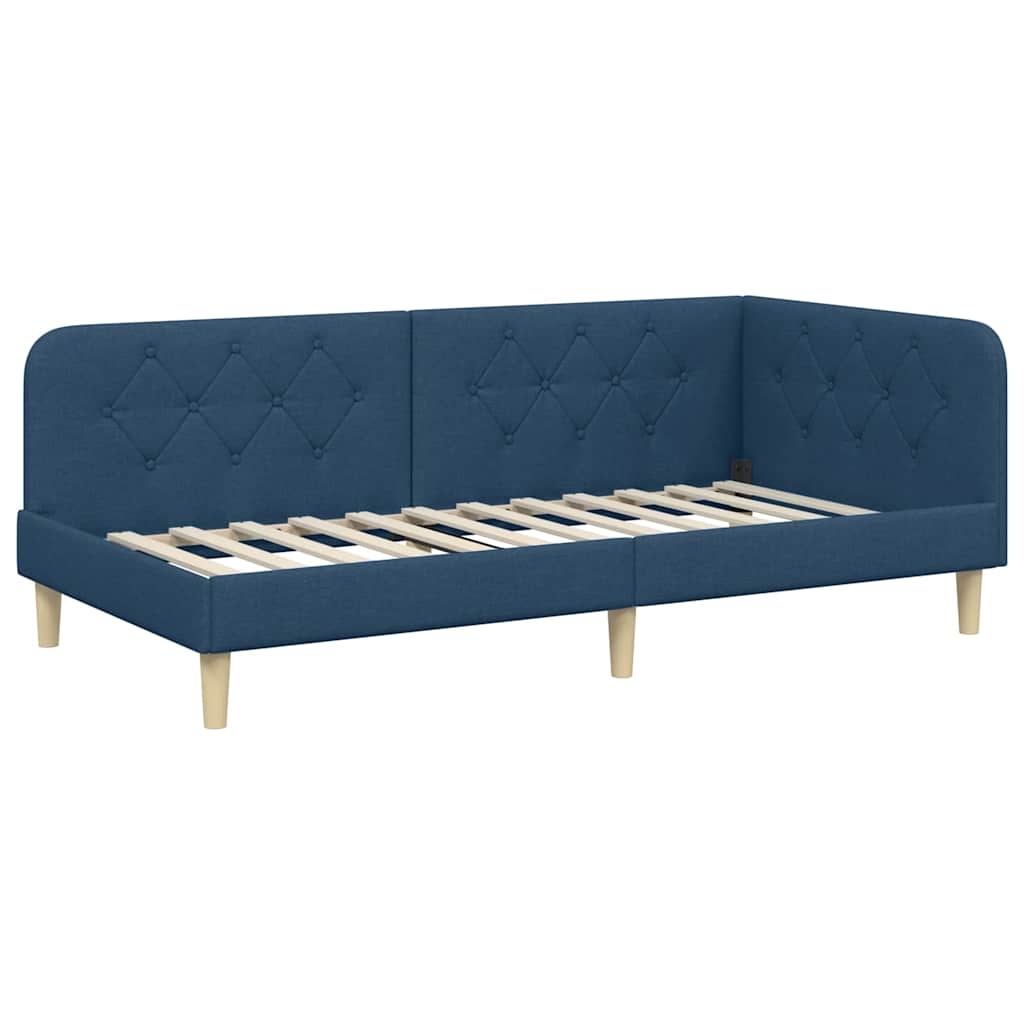 Kutni okvir kreveta Plava 90 x 190 cm tkanina