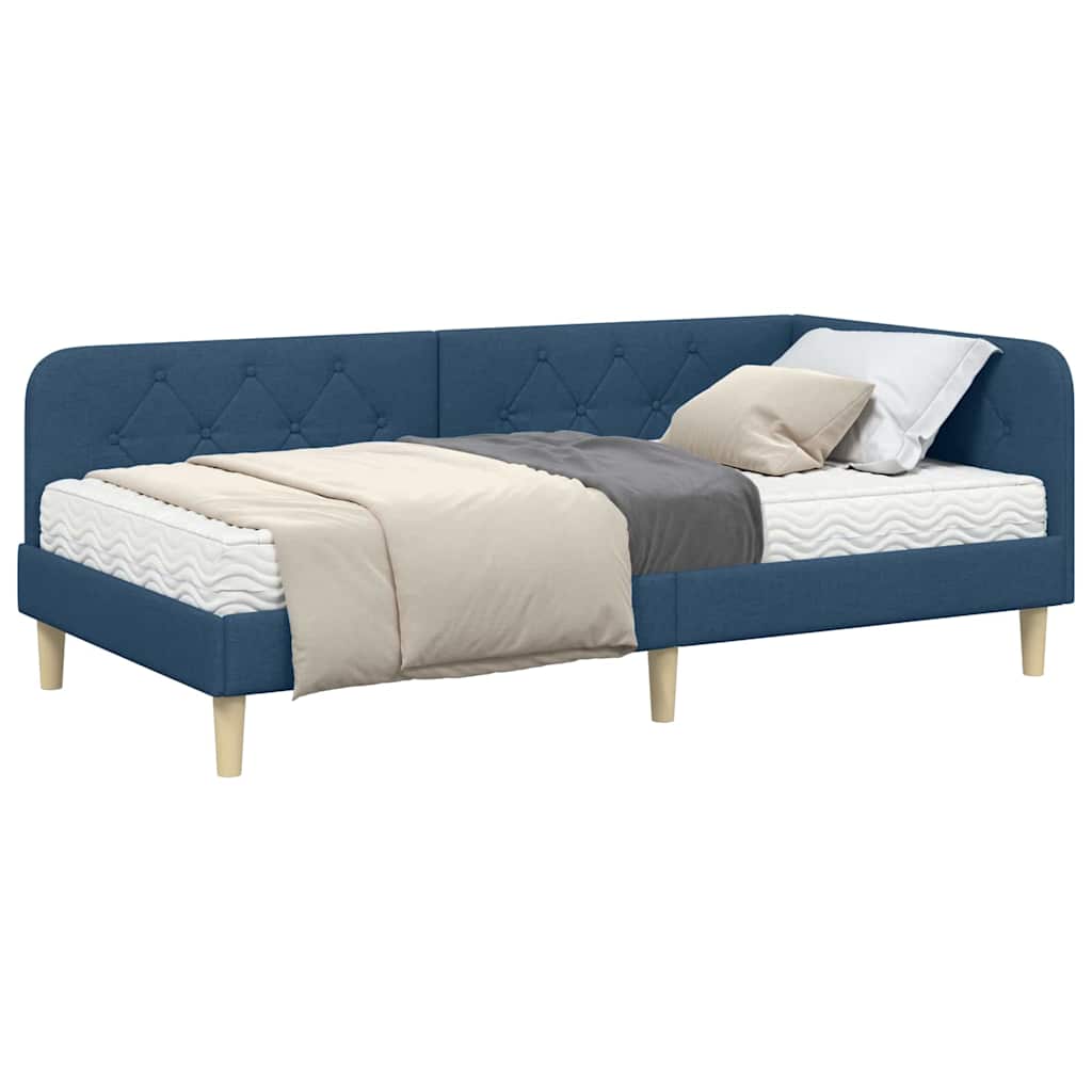Kutni okvir kreveta Plava 90 x 190 cm tkanina
