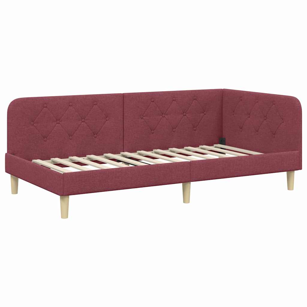 Kutni okvir kreveta Vinska crvena 90 x 200 cm tkanina