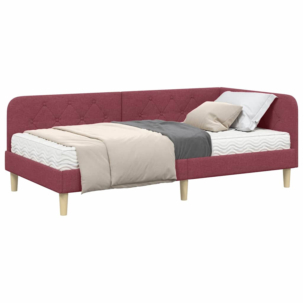 Kutni okvir kreveta Vinska crvena 90 x 200 cm tkanina