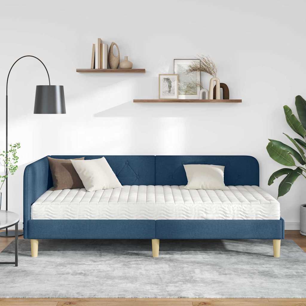 Kutni okvir kreveta Plava 90 x 200 cm tkanina