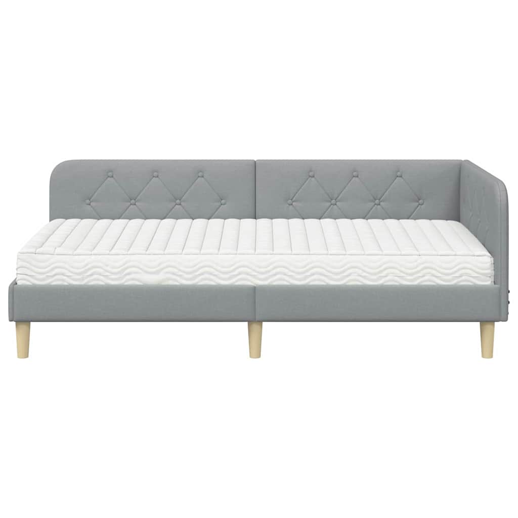 Kutni okvir kreveta Svijetlo siva 100 x 200 cm tkanina