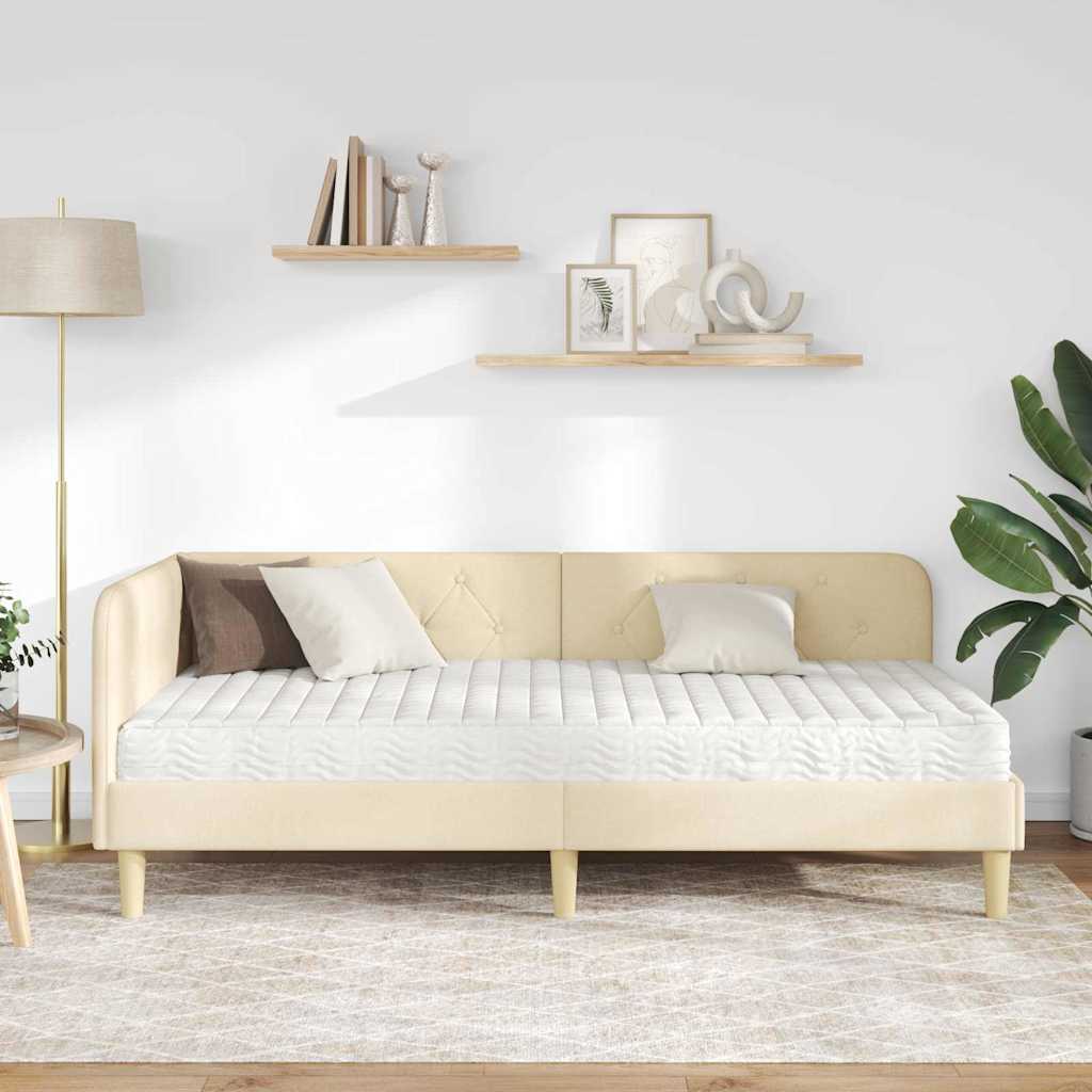 Kutni okvir kreveta Krema 100 x 200 cm tkanina