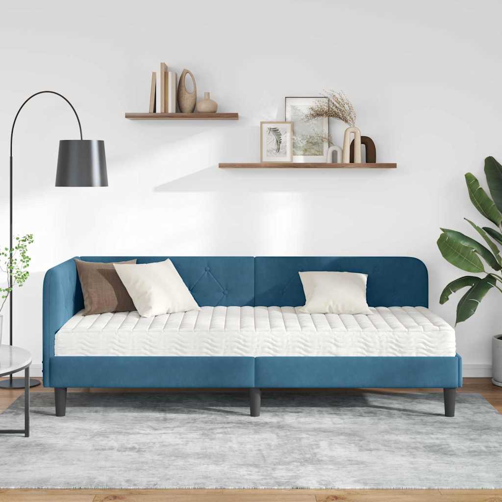 Kutni okvir kreveta Plava 80 x 200 cm Baršun
