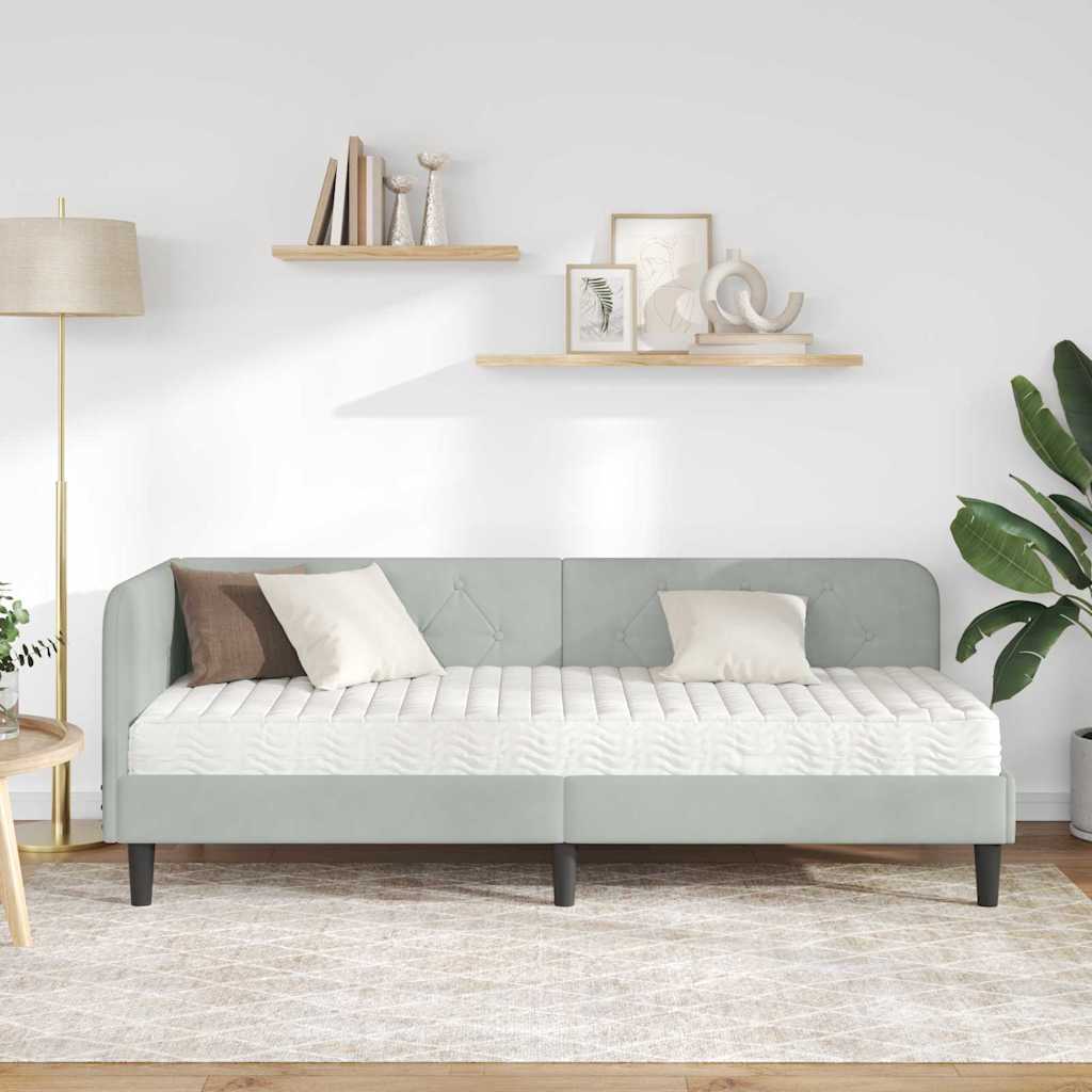 Kutni okvir kreveta Svijetlo siva 80 x 200 cm Baršun