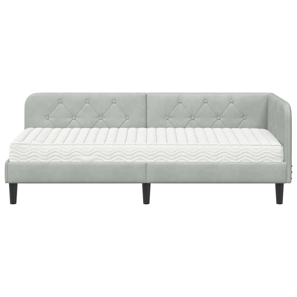 Kutni okvir kreveta Svijetlo siva 80 x 200 cm Baršun