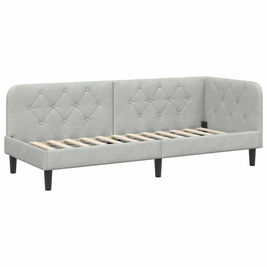 Kutni okvir kreveta Svijetlo siva 80 x 200 cm Baršun