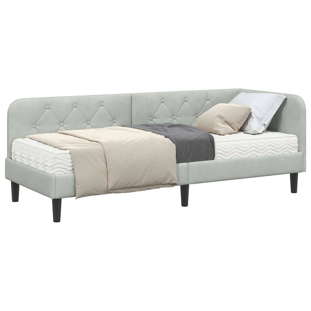 Kutni okvir kreveta Svijetlo siva 80 x 200 cm Baršun