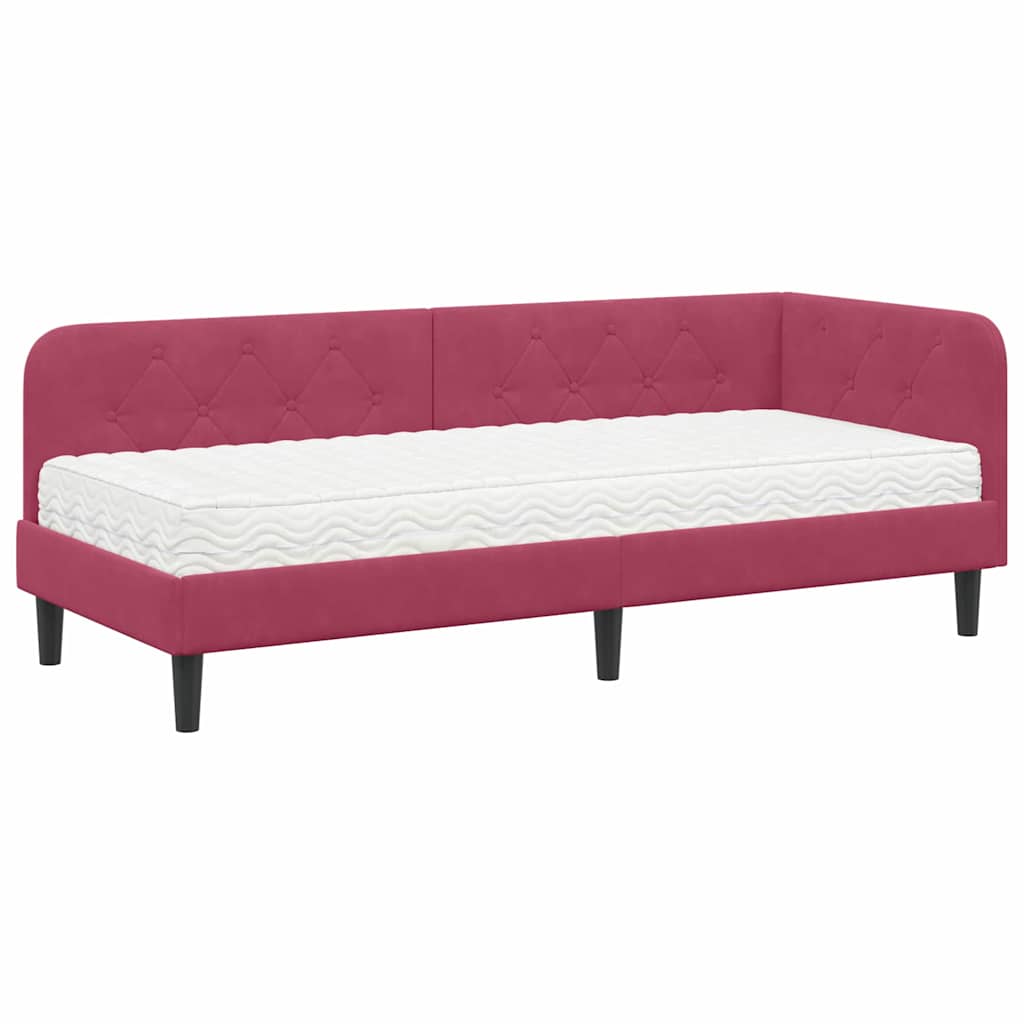 Kutni okvir kreveta Vinska crvena 80 x 200 cm Baršun