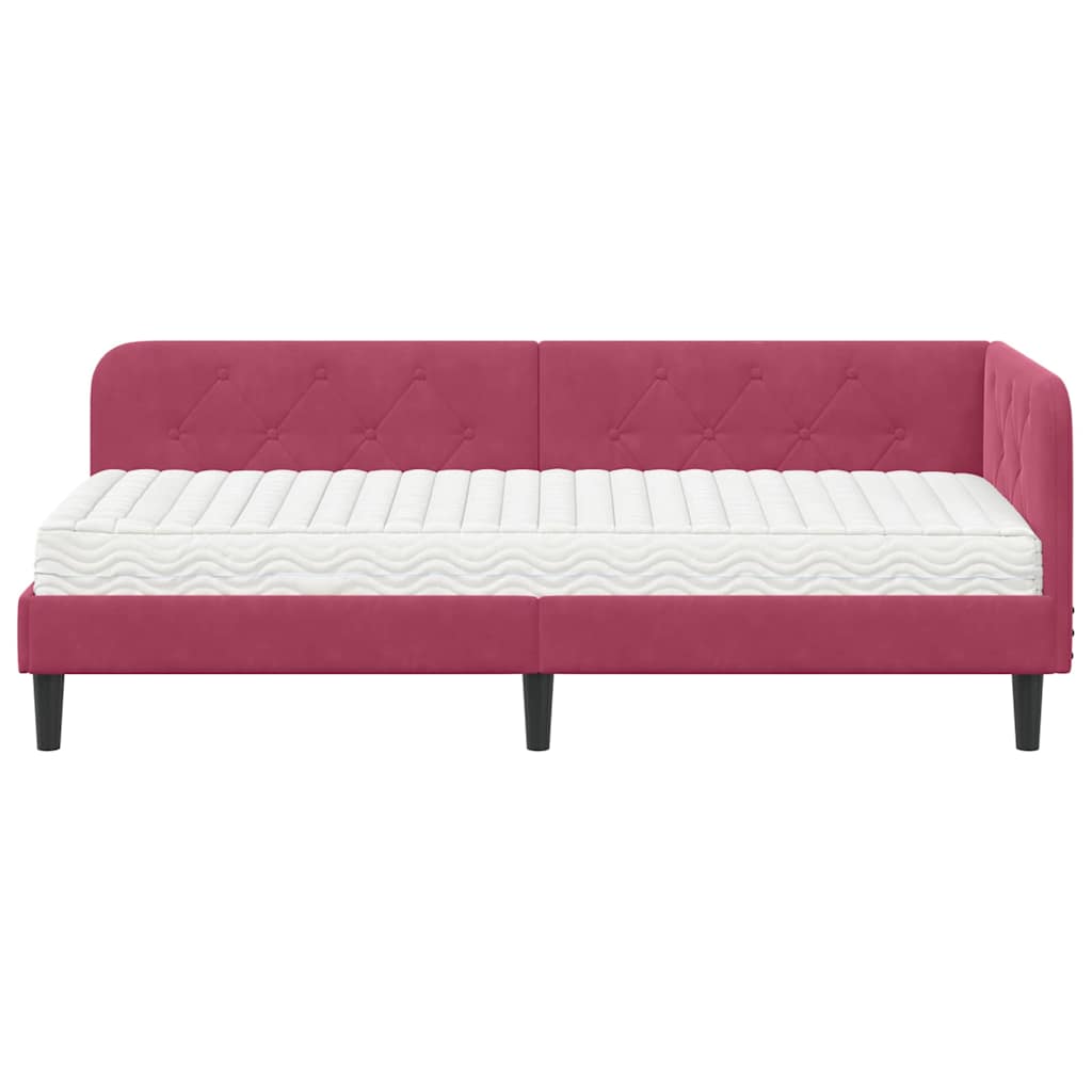 Kutni okvir kreveta Vinska crvena 80 x 200 cm Baršun