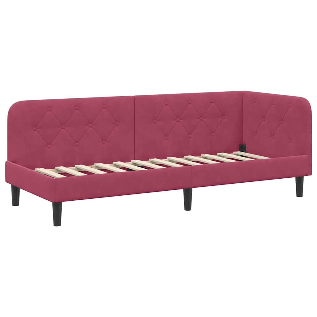 Kutni okvir kreveta Vinska crvena 80 x 200 cm Baršun