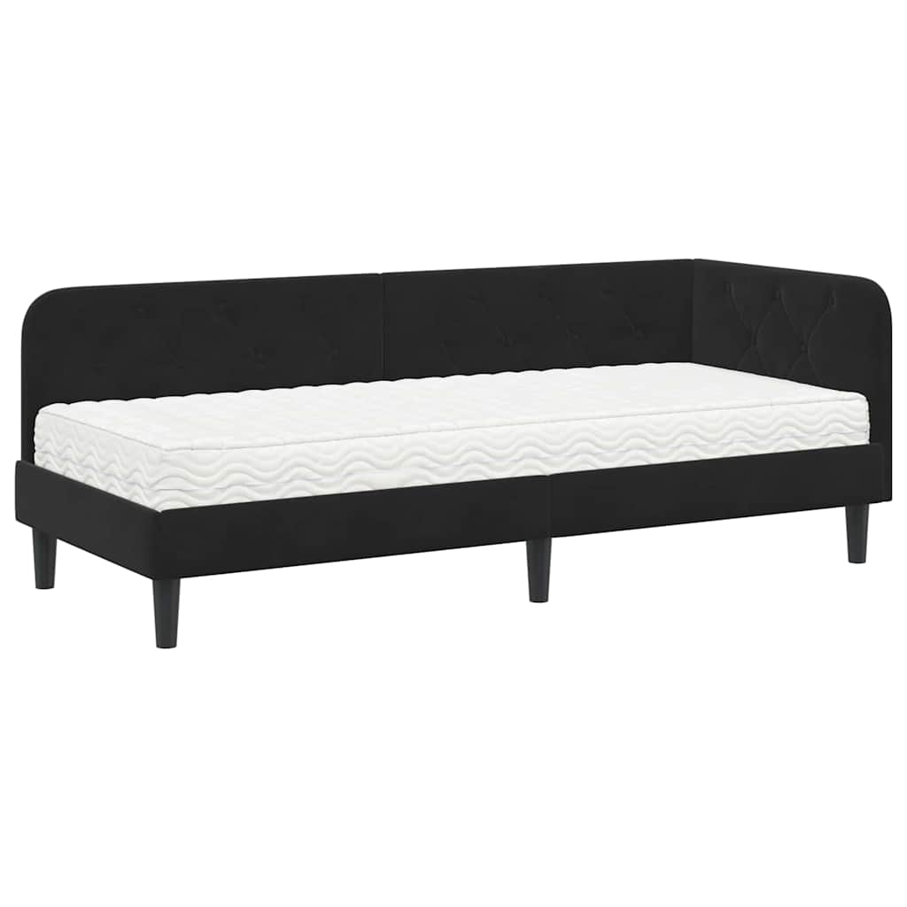 Kutni okvir kreveta Crna 80 x 200 cm Baršun