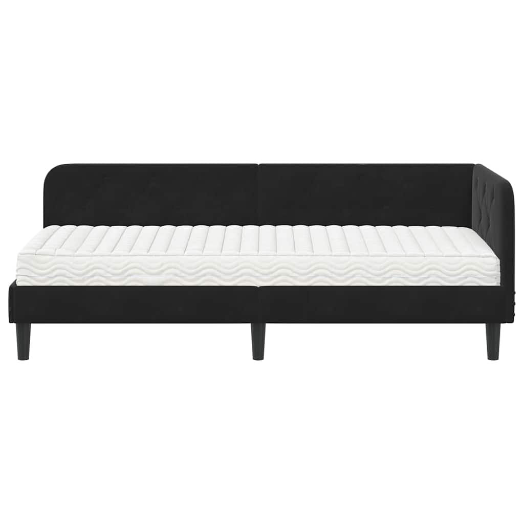 Kutni okvir kreveta Crna 80 x 200 cm Baršun