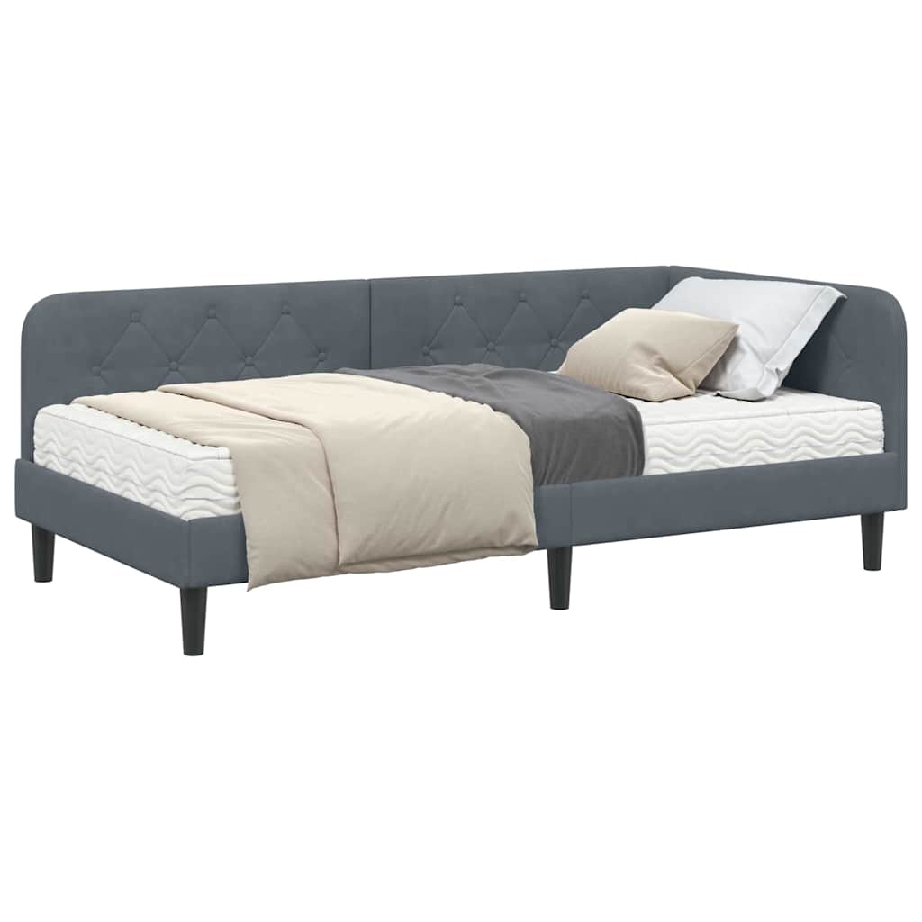 Kutni okvir kreveta Tamno siva 90 x 190 cm Baršun