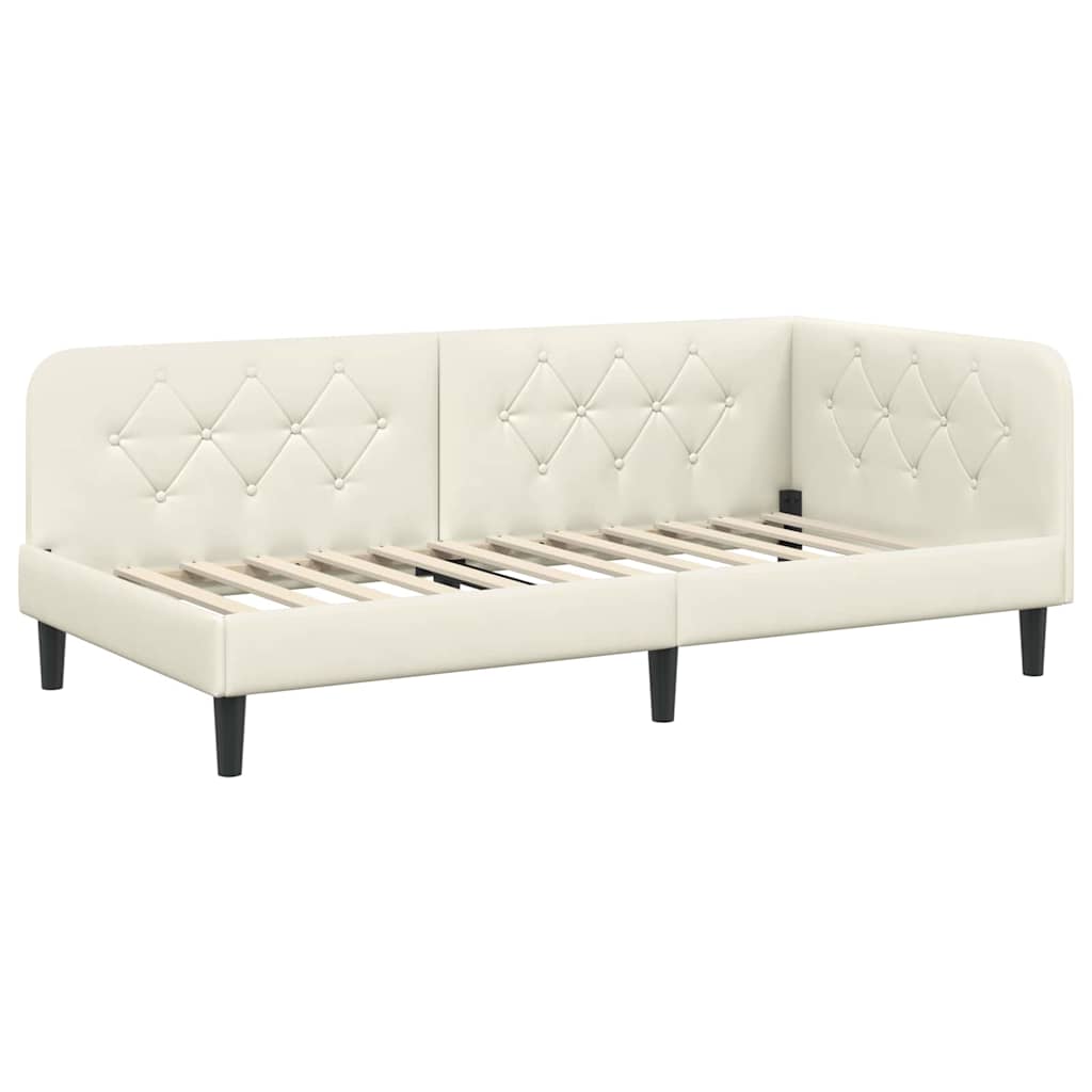 Kutni okvir kreveta Krema 90 x 190 cm Baršun