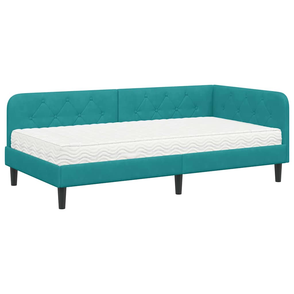 Kutni okvir kreveta Tirkizna 90 x 190 cm Baršun