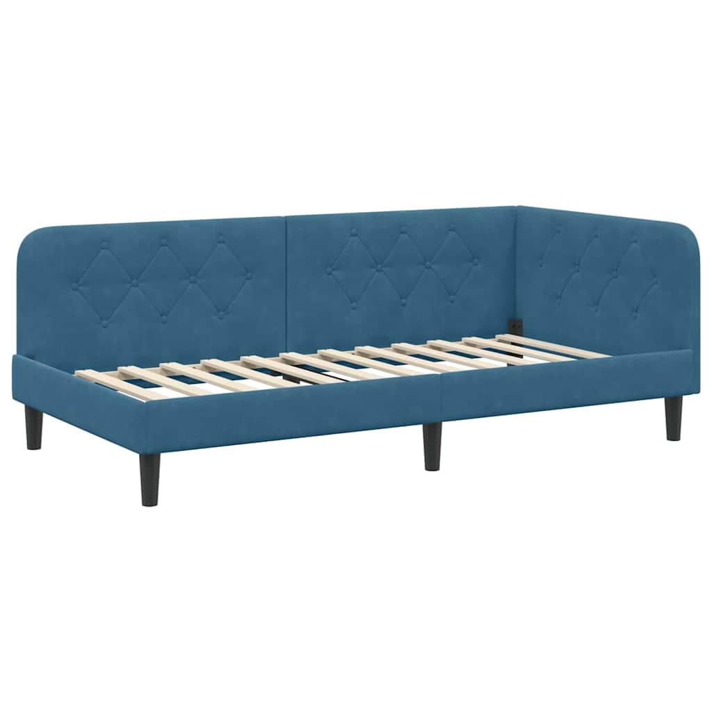 Kutni okvir kreveta Plava 90 x 200 cm Baršun