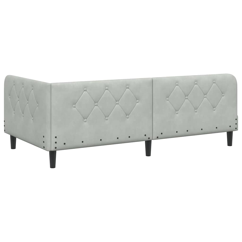 Kutni okvir kreveta Svijetlo siva 90 x 200 cm Baršun