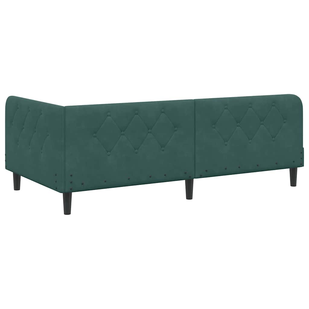 Kutni okvir kreveta Tamnozelena 90 x 200 cm Baršun