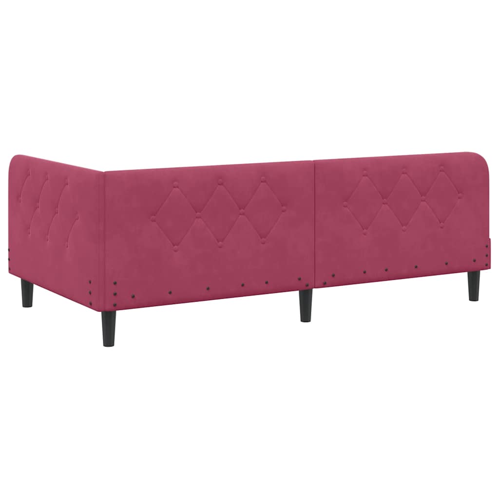 Kutni okvir kreveta Vinska crvena 90 x 200 cm Baršun
