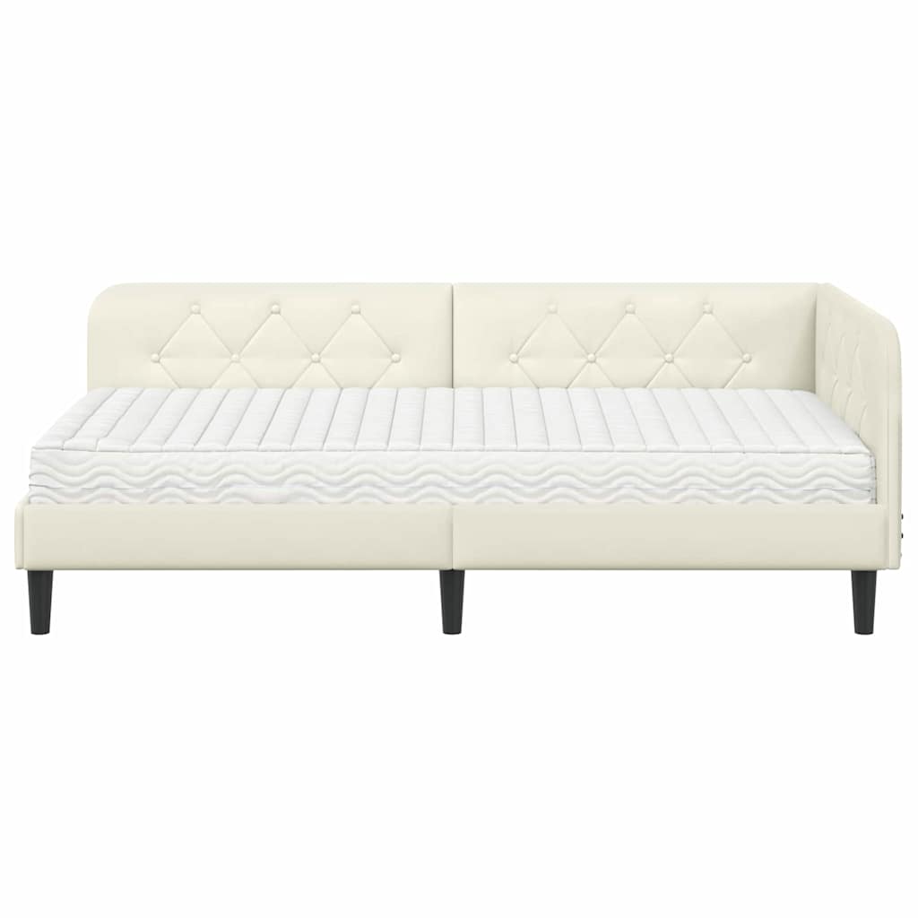 Kutni okvir kreveta Krema 90 x 200 cm Baršun