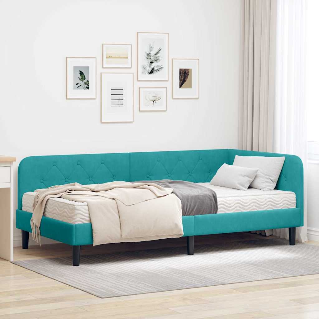 Kutni okvir kreveta Tirkizna 90 x 200 cm Baršun