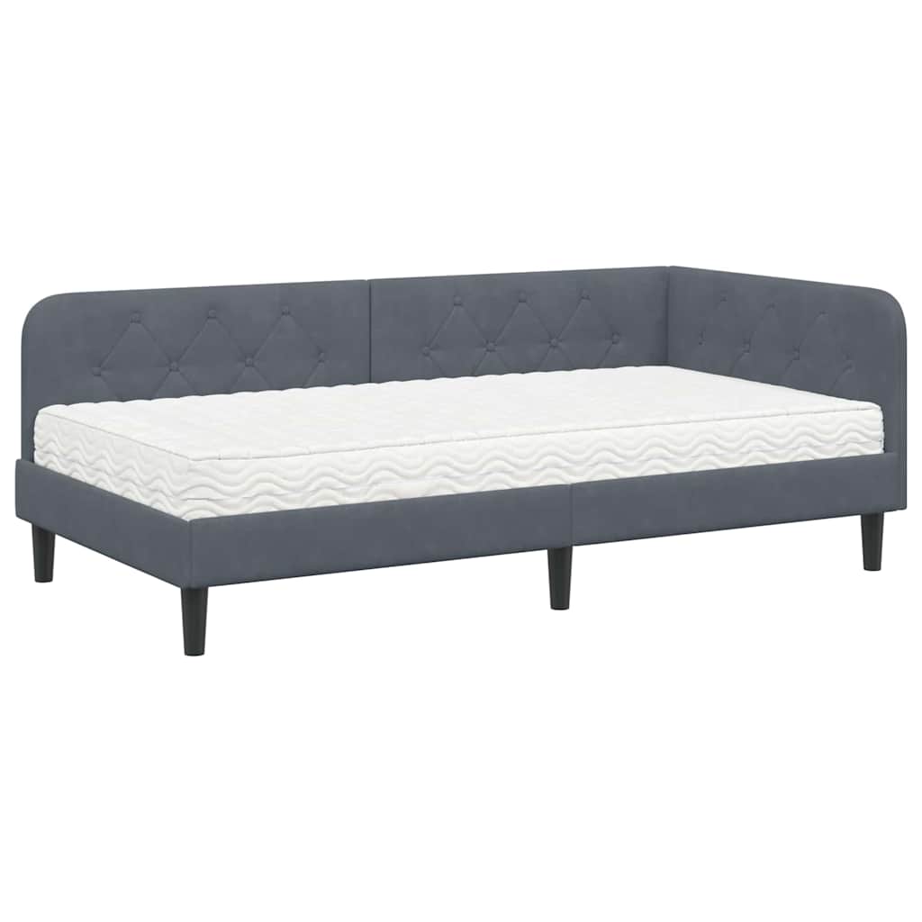 Kutni okvir kreveta Tamno siva 100 x 200 cm Baršun