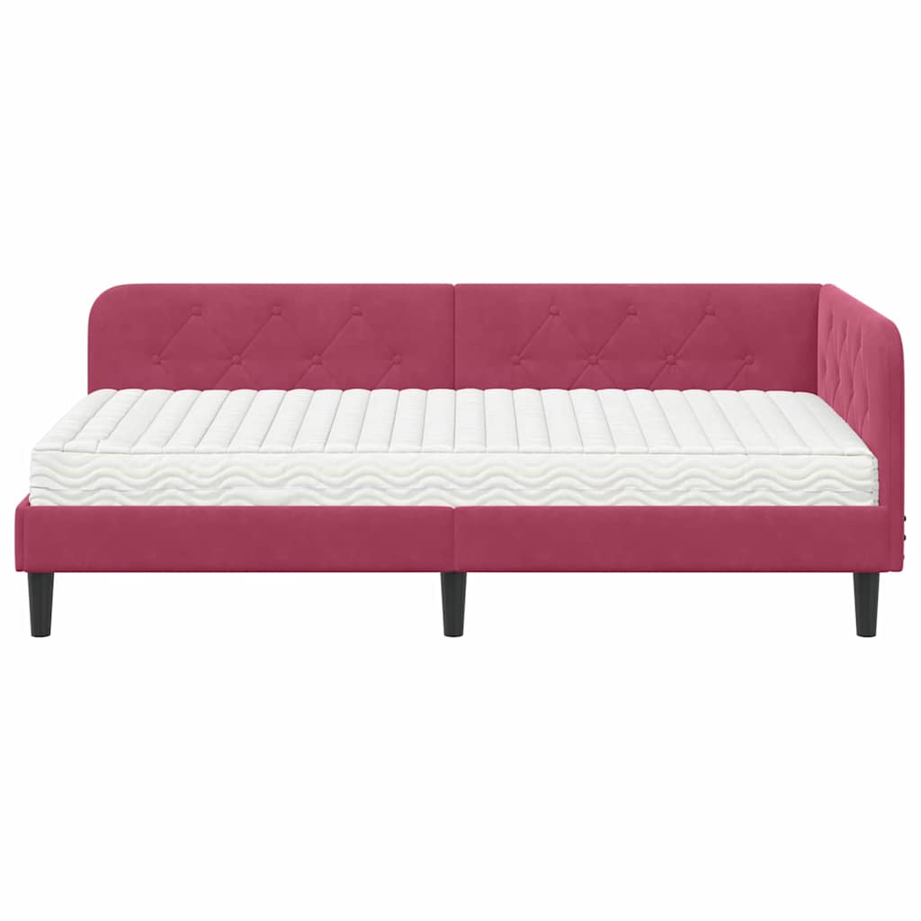Kutni okvir kreveta Vinska crvena 100 x 200 cm Baršun