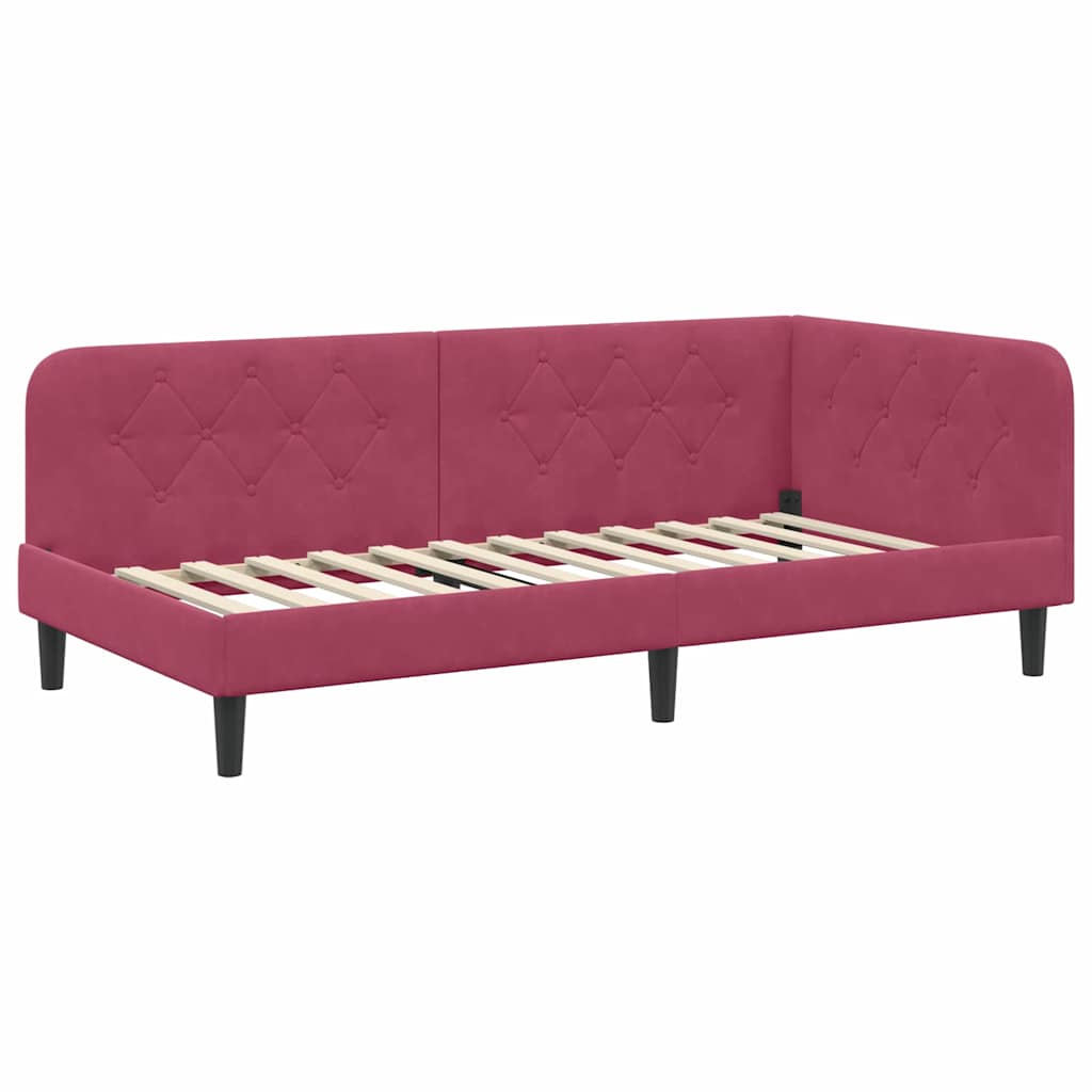 Kutni okvir kreveta Vinska crvena 100 x 200 cm Baršun