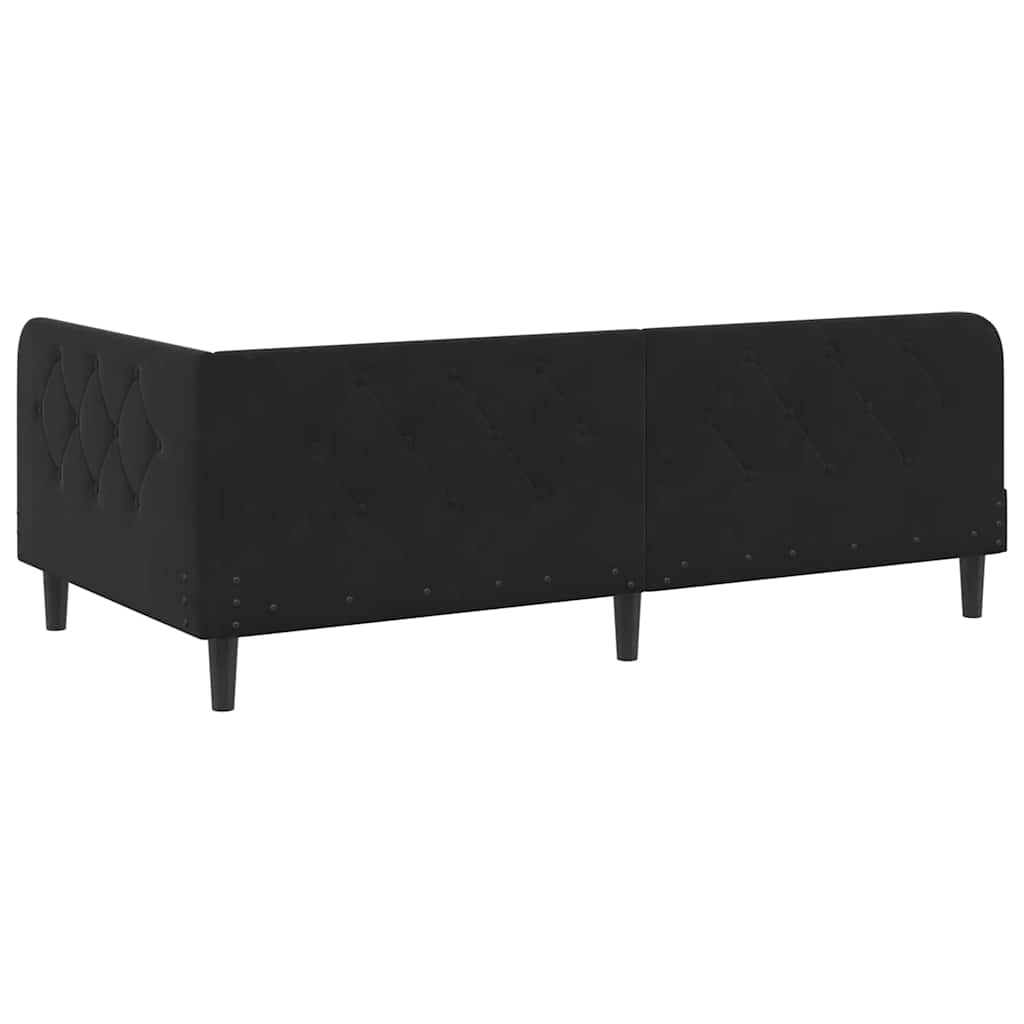 Kutni okvir kreveta Crna 100 x 200 cm Baršun