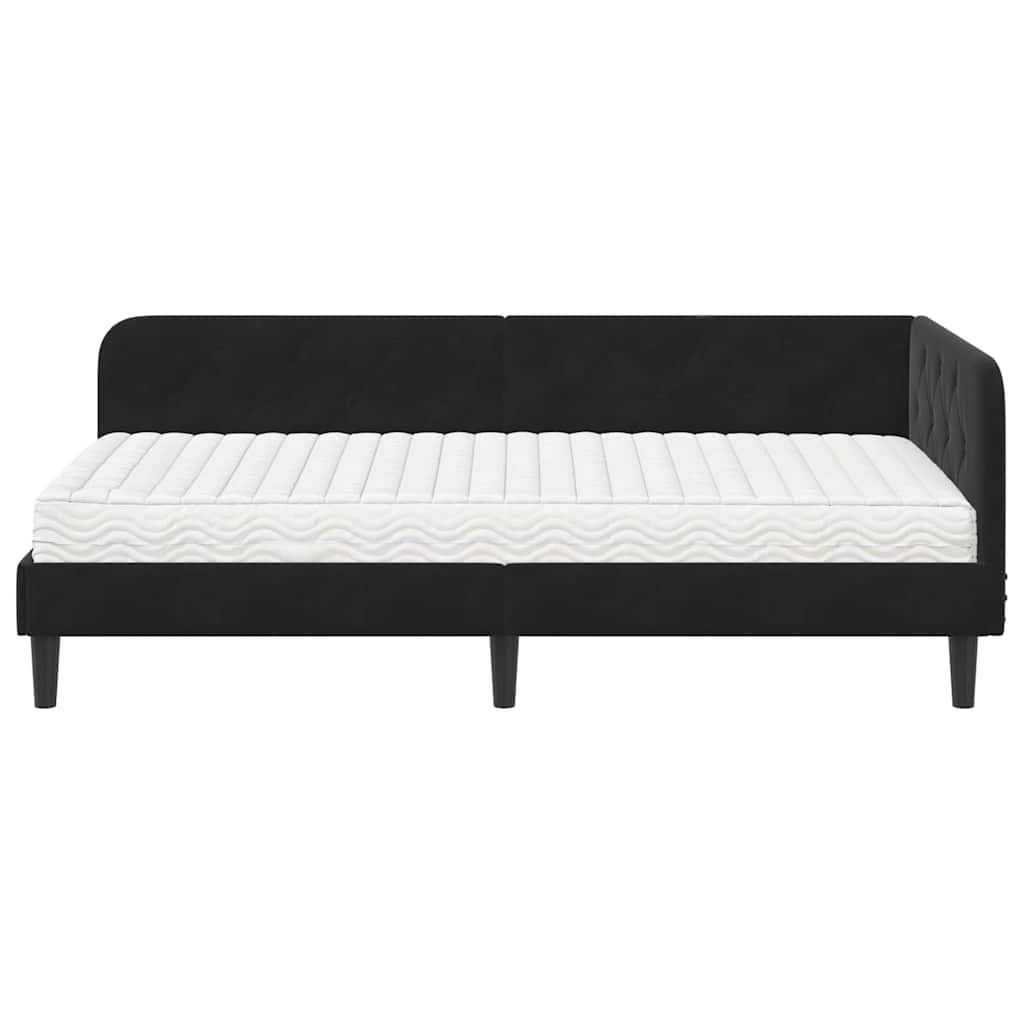 Kutni okvir kreveta Crna 100 x 200 cm Baršun