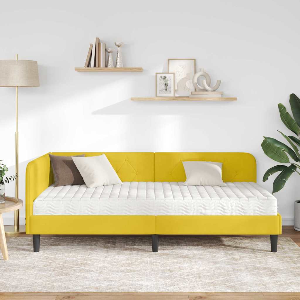 Kutni okvir kreveta Žuta 100 x 200 cm Baršun