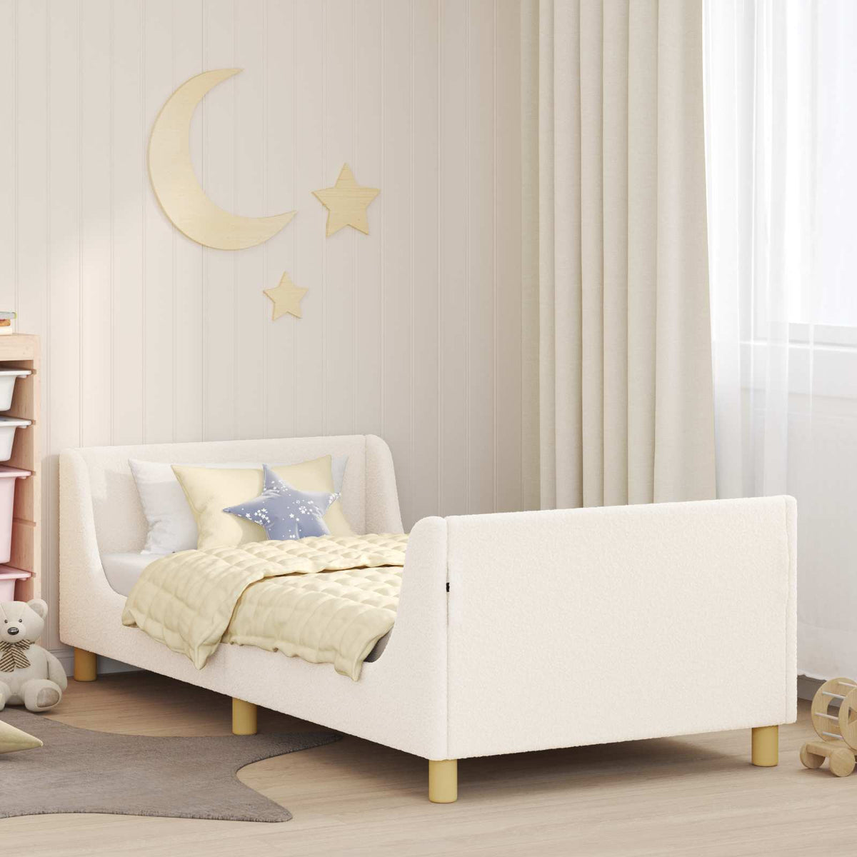 Krevet za djecu s uzglavljem Krema 80 x 200 cm Vuna