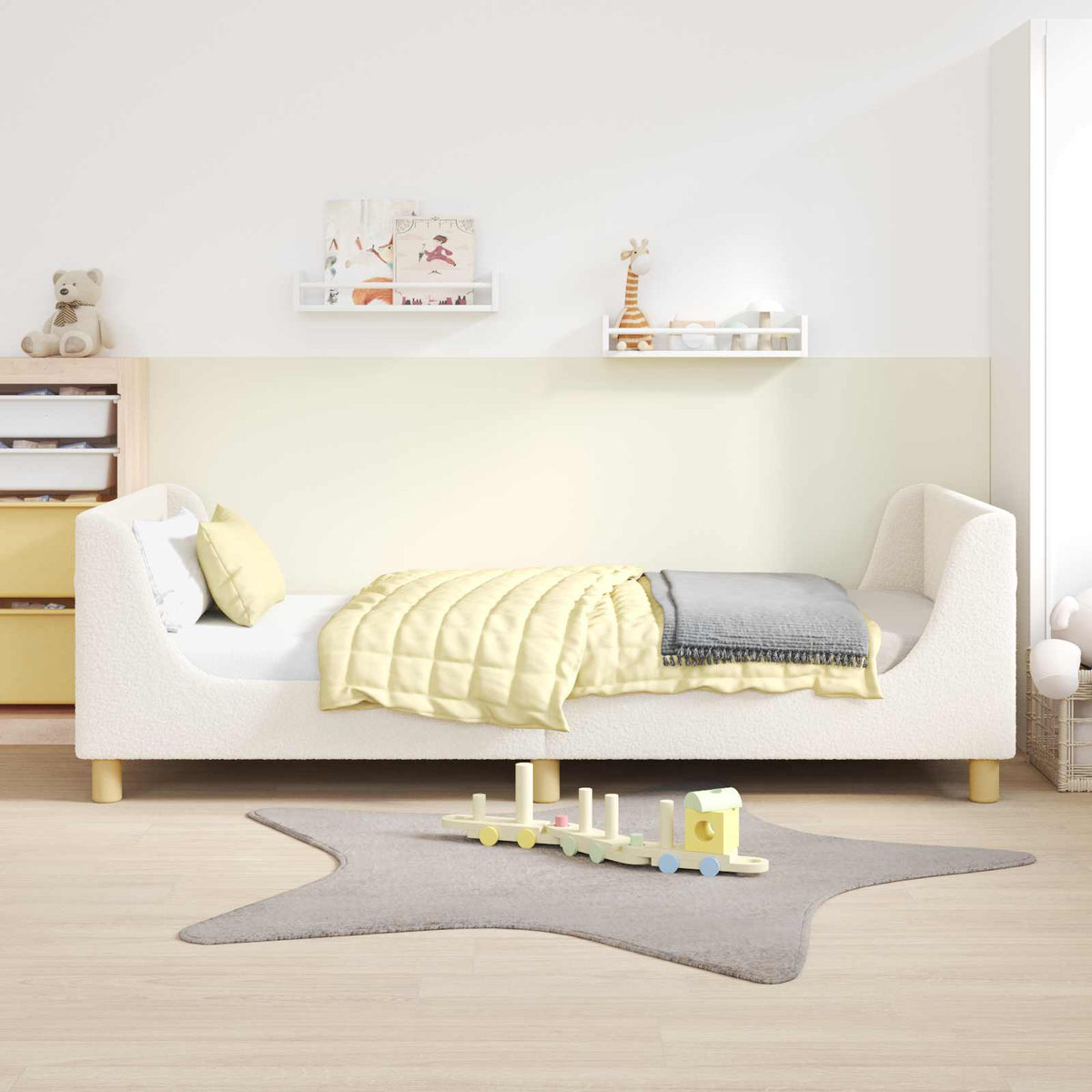 Krevet za djecu s uzglavljem Krema 80 x 200 cm Vuna