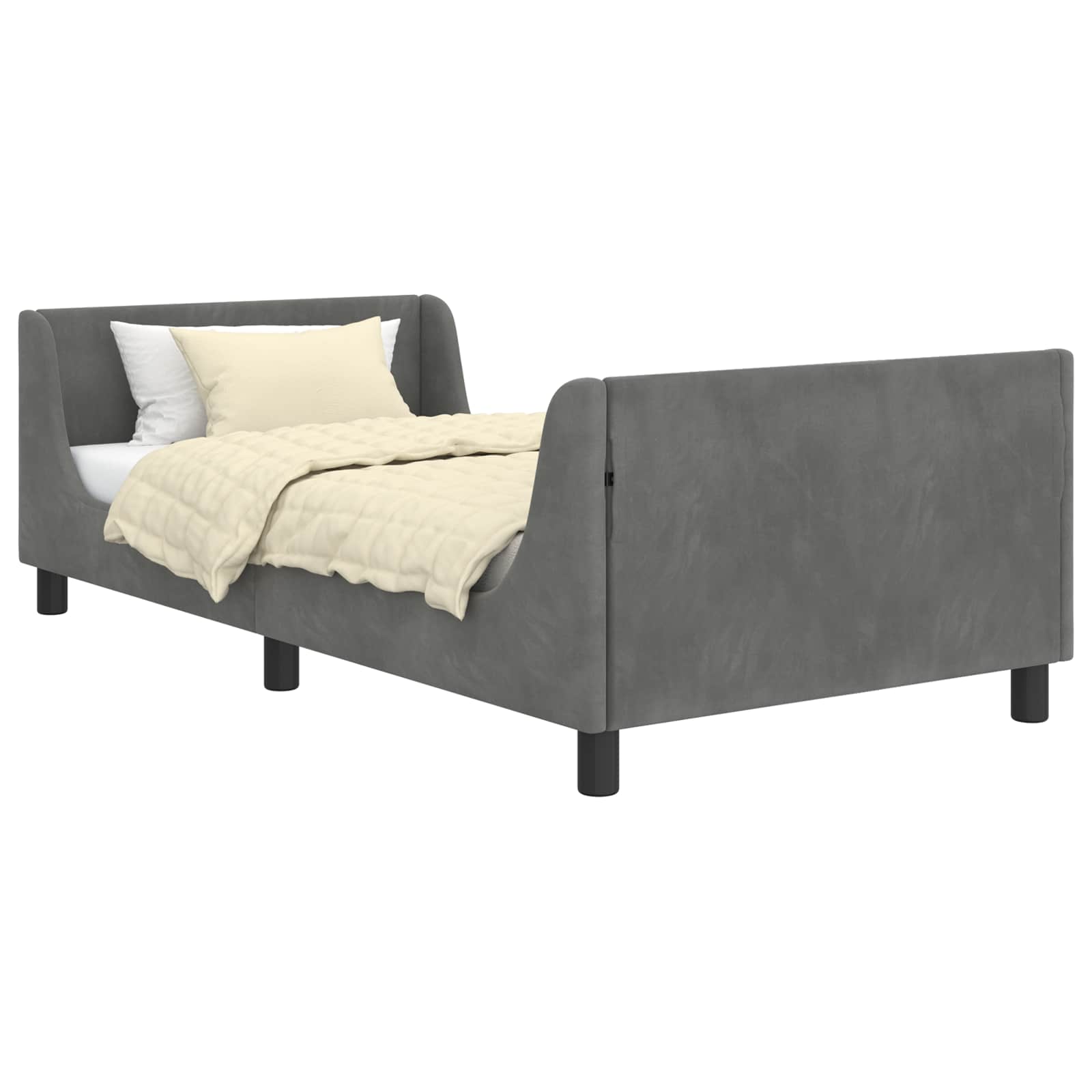 Krevet za djecu s uzglavljem Tamno siva 90 x 190 cm Baršun