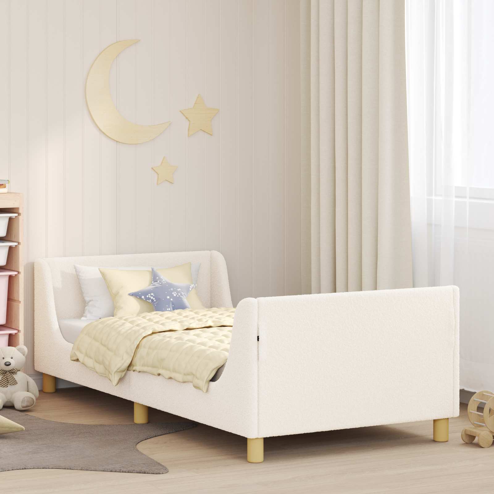 Krevet za djecu s uzglavljem Krema 90 x 200 cm Vuna