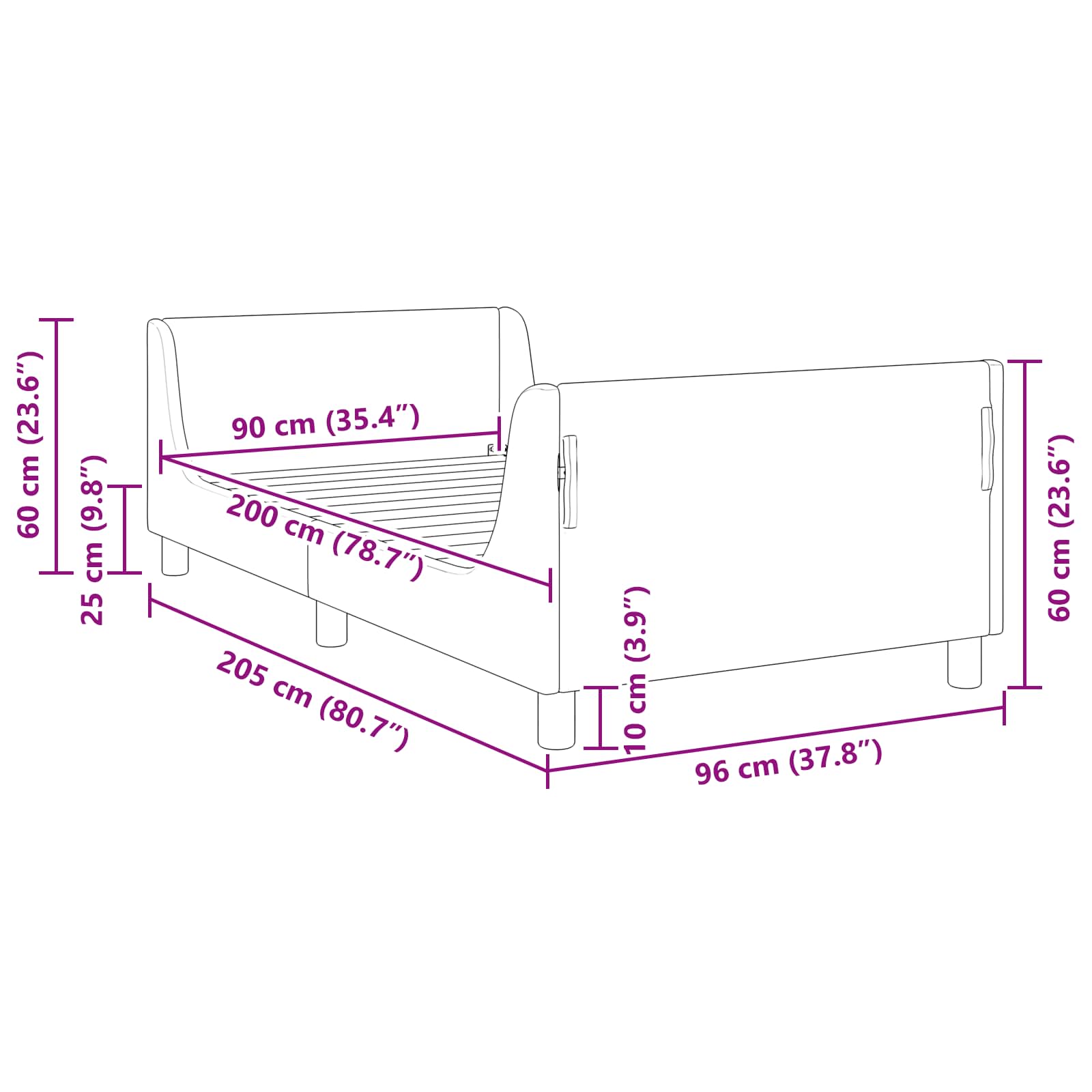 Krevet za djecu s uzglavljem Krema 90 x 200 cm Vuna