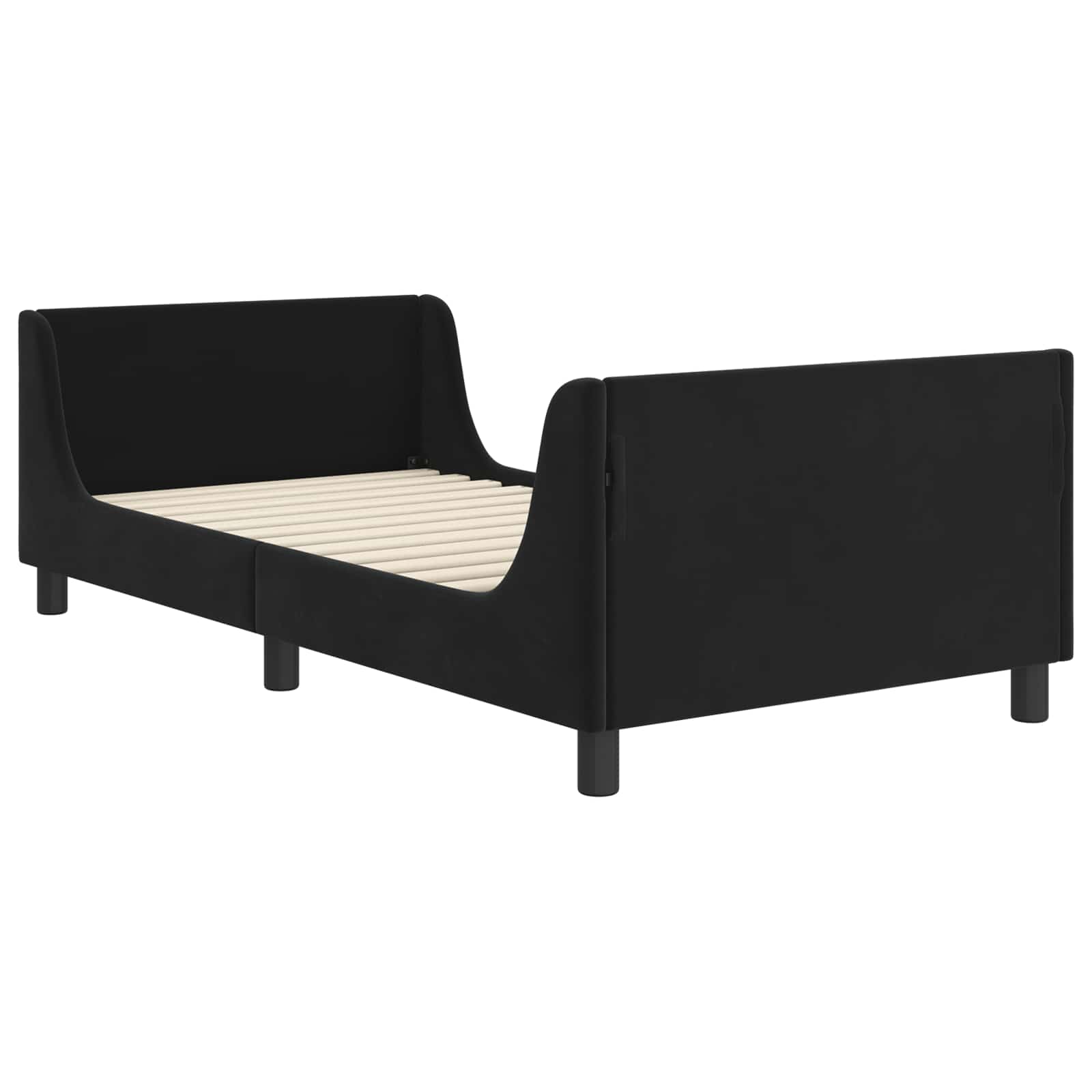 Krevet za djecu s uzglavljem Crna 90 x 200 cm Baršun